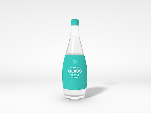 Transparent Glass Water Bottle Packaging Mockup