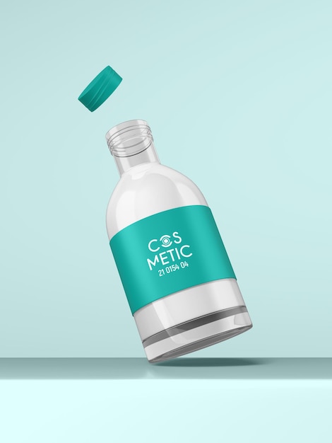 Transparent Glossy Glass Cosmetic Bottle Branding Mockup