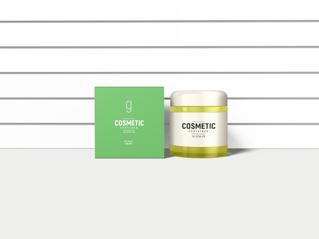 Transparent Glossy Glass Cosmetic Cream Container Branding Mockup