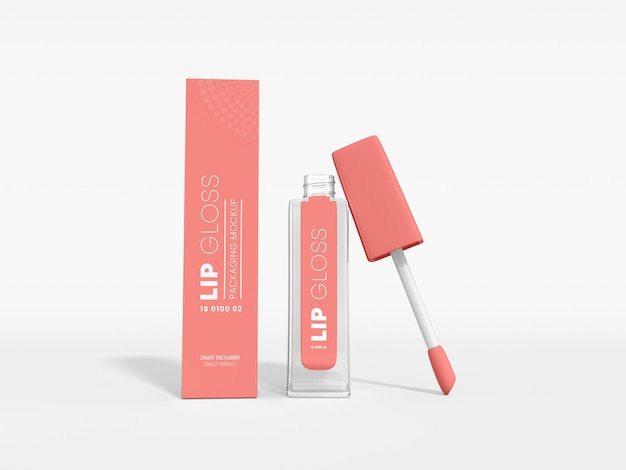 Transparent Glossy Plastic Lip Gloss Packaging Mockup