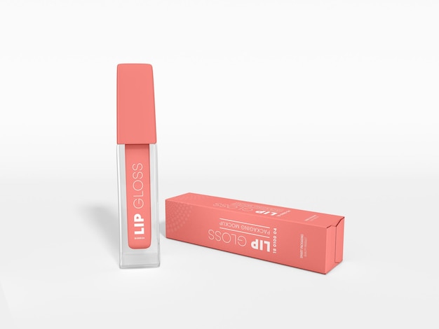 Transparent Glossy Plastic Lip Gloss Packaging Mockup