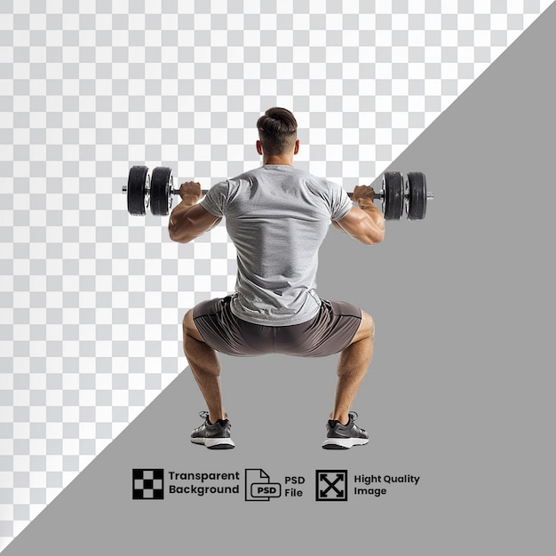 Transparent image of a man doing dumbbell squats HD quality