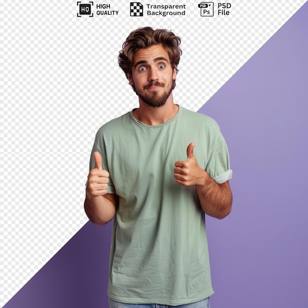 PSD transparent of impressed young handsome man looking camera showing thumb up and no gesture