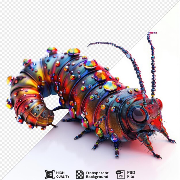 PSD transparent of jewel caterpillar on a isolated background