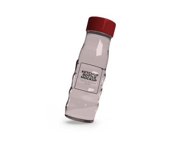 Transparent Ketchup Bottle Mockup on White Background Isolated