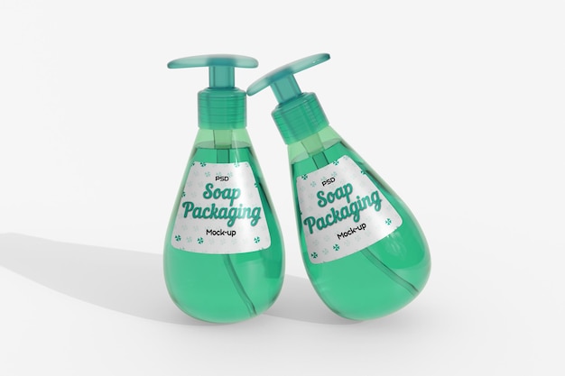 Transparent liquid handsoap bottle mockup