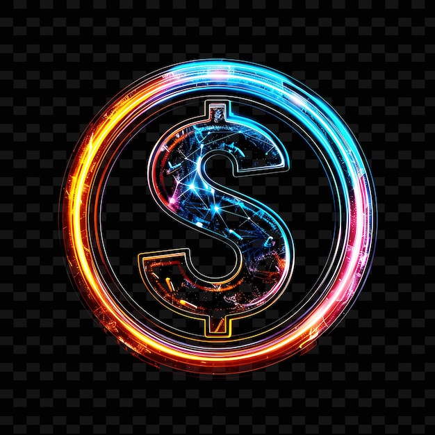 Transparent Neon Glowing Glass Currency Exchange Icon With F Outline Y2K Shape Trending Decorative