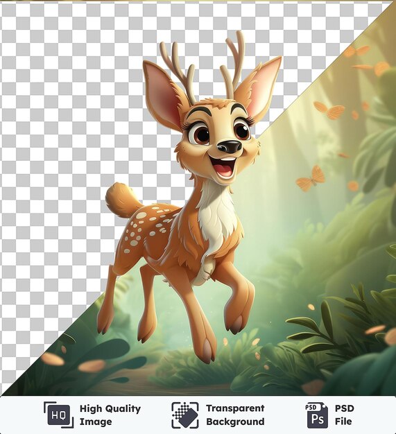 transparent object 3d cartoon deer leaping through a forest photo 38