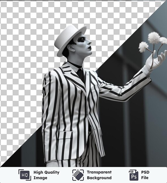 Transparent Object 3D mime performing on a street