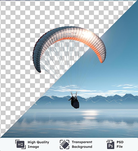 Transparent Object 3D paraglider flying over the coast