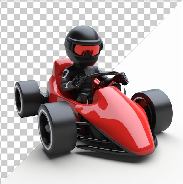 Transparent Object 3D race car driver cartoon racing on the track