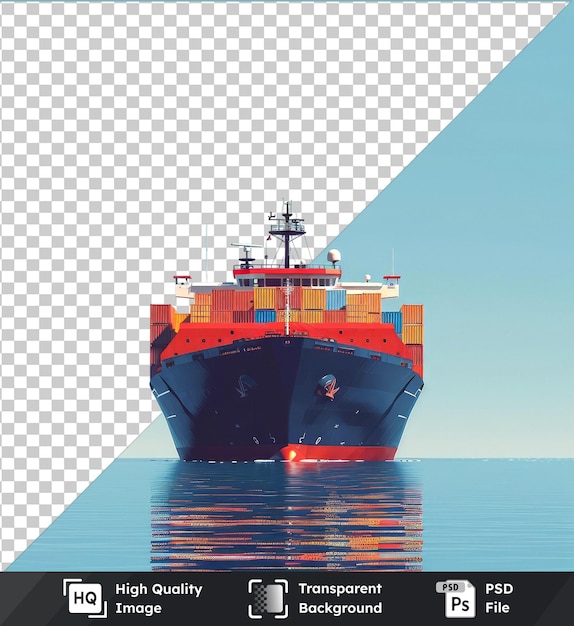 transparent object big transport ship with containers with goods the open sea generative ai