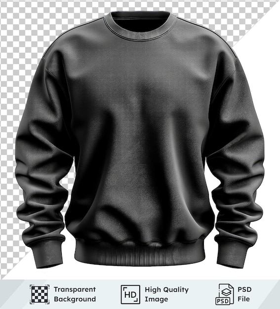 PSD transparent object black sweatshirt isolated on transparent background no image detected