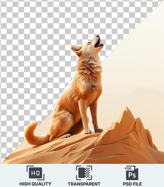 PSD transparent object d animated jackal howling at the moon photo