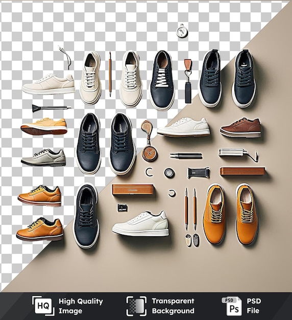 transparent object designer shoe collection set featuring a variety of shoes in different colors and styles displayed on a white wall