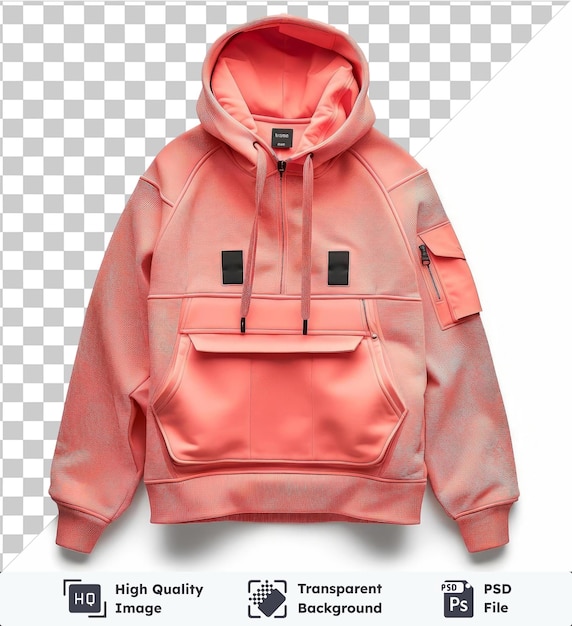 transparent object front view capture a hoodie coral technical materials fabric label material material material material material material material material material material