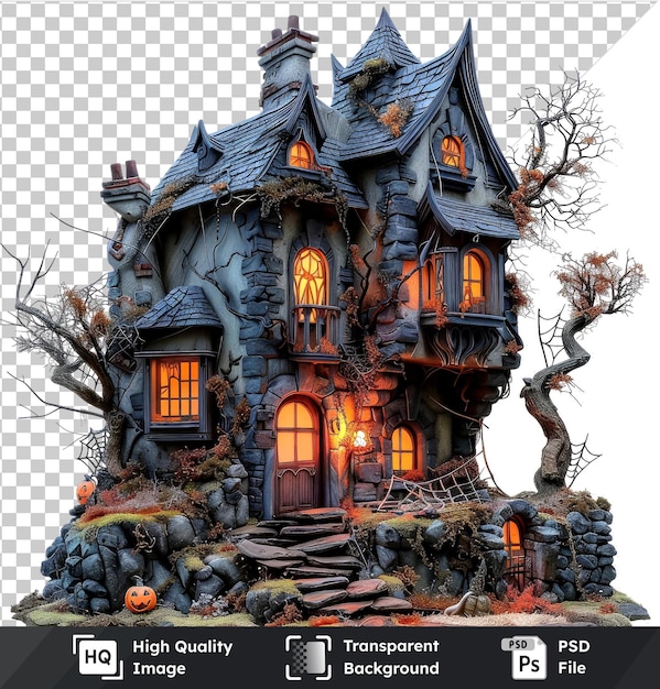 transparent object gloomy halloween background halloween house in the woods