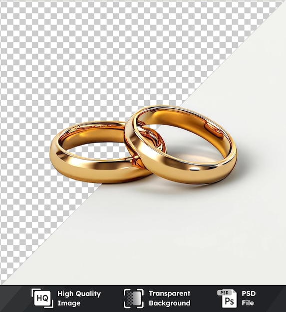 transparent object gold wedding rings isolated on transparent background