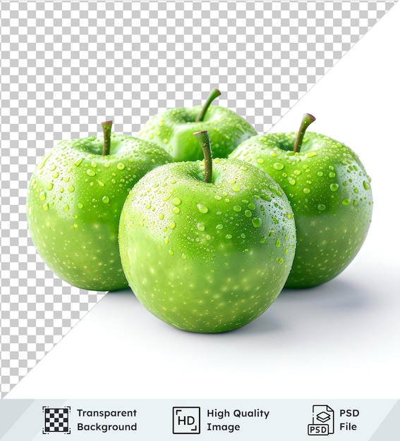 PSD transparent object green apples isolated on a transparent background