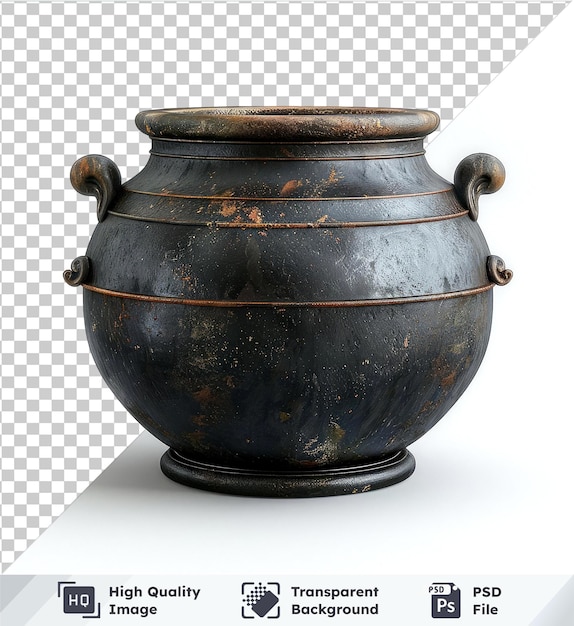 Transparent object Halloween witch39s cauldron with black base adorned with brown and black line