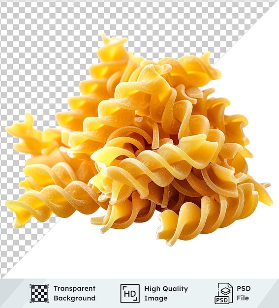 transparent object macro shot of dried fusilli pasta isolated on a transparent background