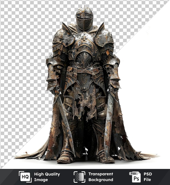 PSD transparent object medieval knight figures in armor isolated on transparent background