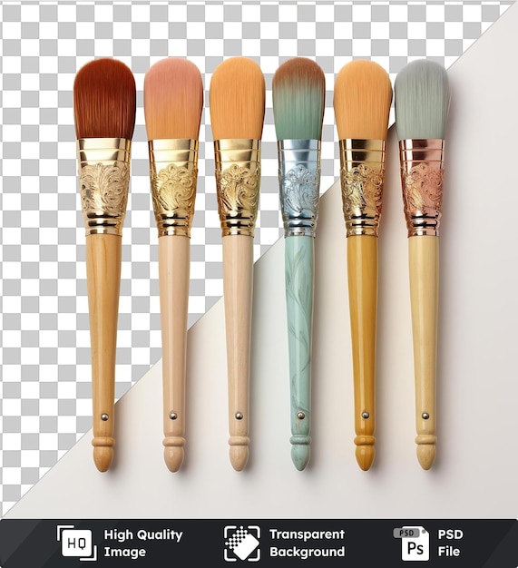 transparent object realistic photographic restoration artist _ s paintbrushes gold blue green pink