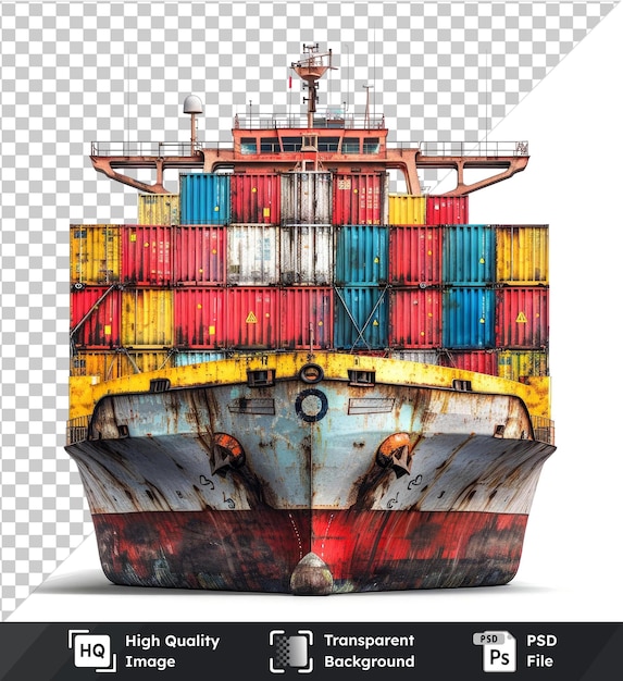 Transparent object sea container ship isolated on transparent background