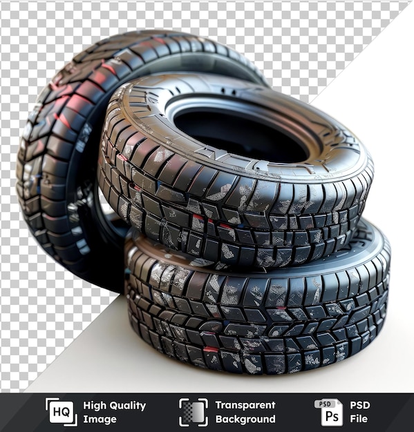 transparent object set of car tires isolated on transparent background