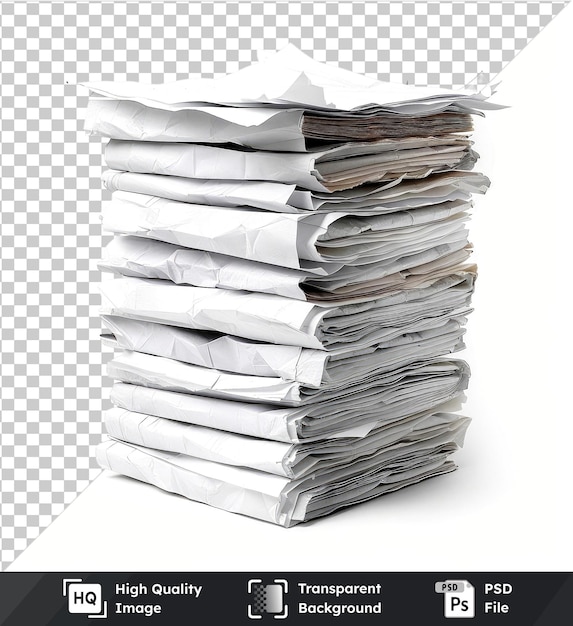 transparent object stack of paper isolated on transparent background