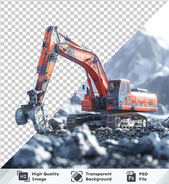 PSD transparent object track excavator png clipart of a construction site with vehicles and clouds