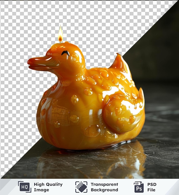 transparent object turducken figurine on a shiny table