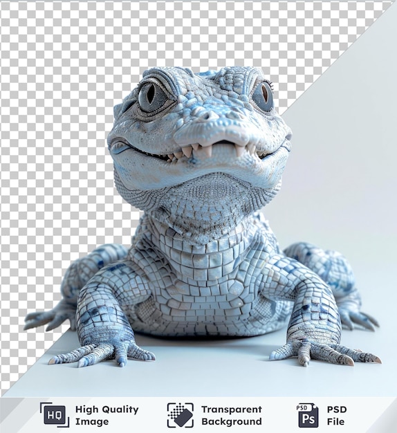 PSD transparent object vector cute baby crocodile sitting on the ground