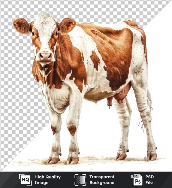 transparent object watercolor brown and white cow isolated on isolated background vector