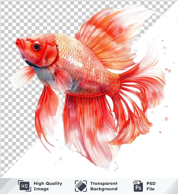 transparent object watercolor vector illustration of a red fish on a isolated background