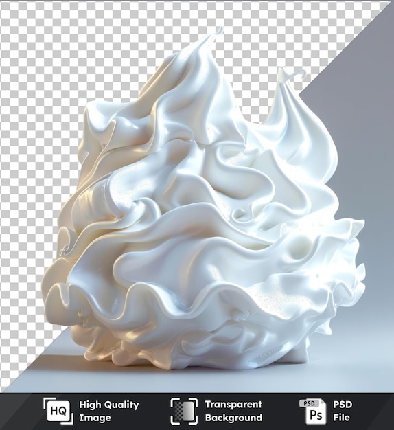 transparent object whipped cream in a white vase casts a dark shadow on a transparent background