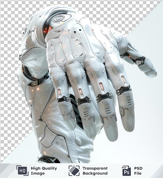 transparent object white robot hand isolated on transparent background