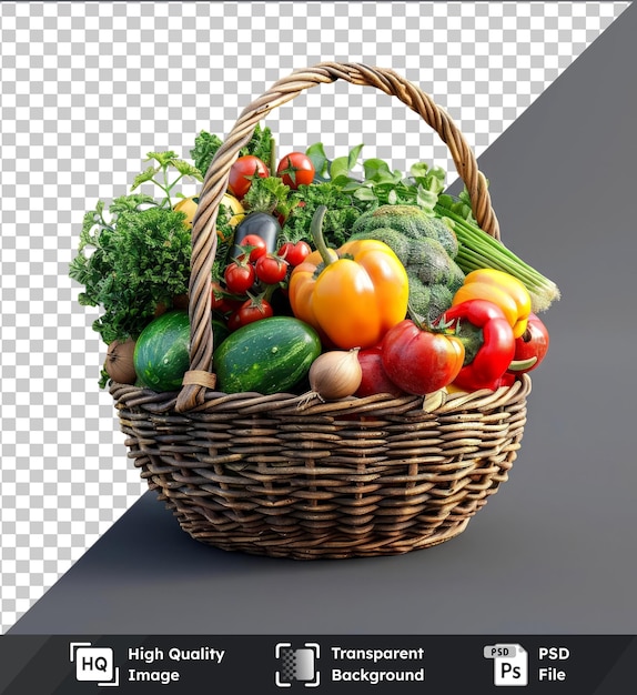 Transparent object with basket of vegetables and shadow