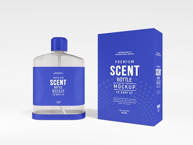 Transparent Perfume Scent Spray Bottle Packaging Mockup