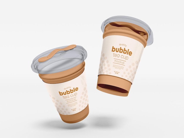 Transparent Plastic Bubble Tea Cup Mockup