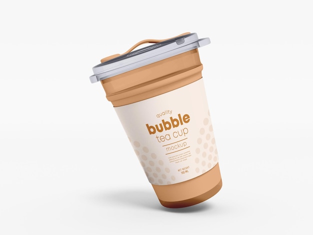 Transparent Plastic Bubble Tea Cup Mockup