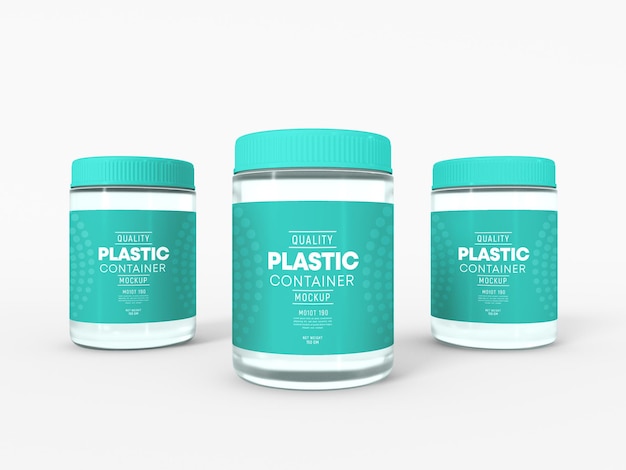 Transparent Plastic Container Jar Packaging Mockup