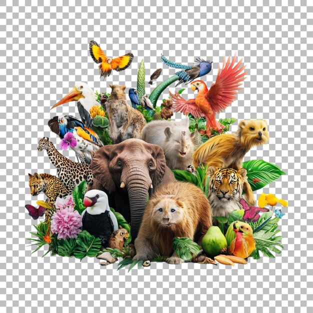 PSD transparent or png image of animal forest theme