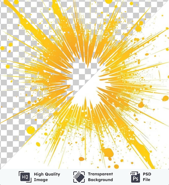 transparent premium psd picture abstract vector radiance symbol burst yellow and orange color splashing from the center