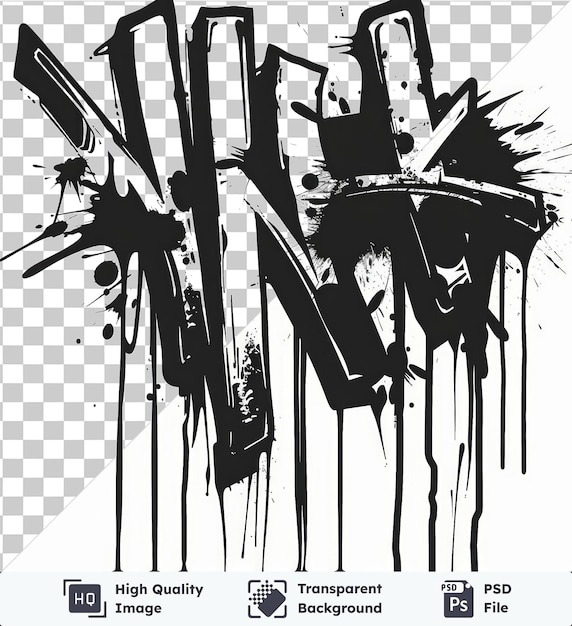 transparent premium psd picture graffiti ink tags vector symbol street black and white graffiti on a isolated background