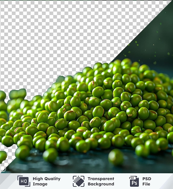 Transparent premium psd picture of shiny green mung beans