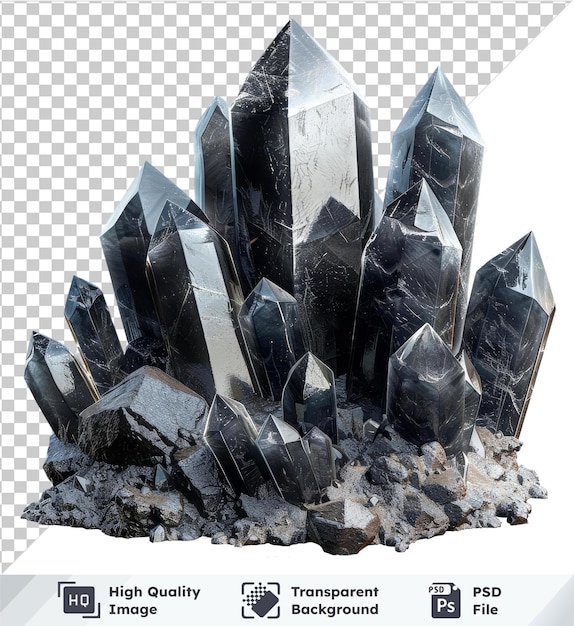 transparent psd picture 3d black crystals graphic design isolated on transparent background