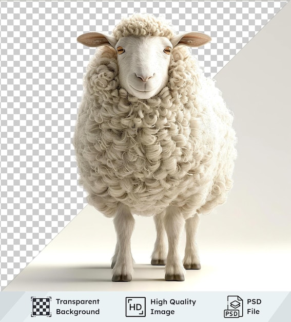 PSD transparent psd picture 3d character sheep with brown ears white legs white head pink nose and