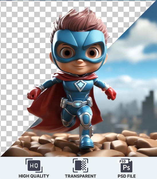 PSD transparent psd picture 3d superhero cartoon with incredible powers