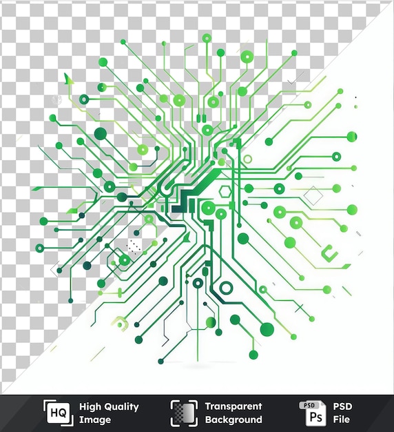 PSD transparent psd picture abstract vector circuitry symbol tech green on a isolated background